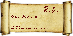 Rupp Jolán névjegykártya