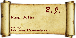 Rupp Jolán névjegykártya